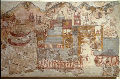 Minoisk konst: "" båtar"" Fresco från Akrotiri till Santorini. 1500-talet f.Kr. Aten, Arkeologiska museet av Minoan