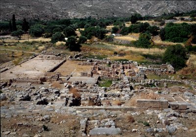 Minoisk civilisation: utsikt över ruinerna av Zakros-palatset byggt runt 1700-1650 f.Kr. Kreta av Minoan