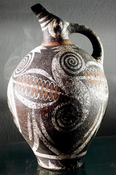 Minoisk konst: keramisk kanna dekorerad av polykroma teckningar. Från Phaestos (Phaistos eller Festo). Dämpa. 27 cm arkeologiskt museum, Heraklion, Kreta av Minoan