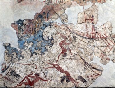 Minoisk väggmålning från antiken Thera (fresk) av Minoan
