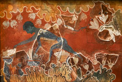 Fresken "Blue Boy" eller "Saffron Gatherer" från Knossos Palace av Minoan