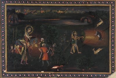 Rådjursjakt på natten, 1700-talet. av Mir Kalan Khan
