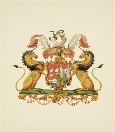 Arms of the City of Bristol, ca 1830 (penna och akvarellpapper) av Miss (attr.to) Braikenridge