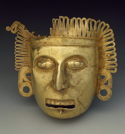 Pectoral maskett, sen postklassisk period, ca 1350-1521 (guld) av Mixtec Mixtec