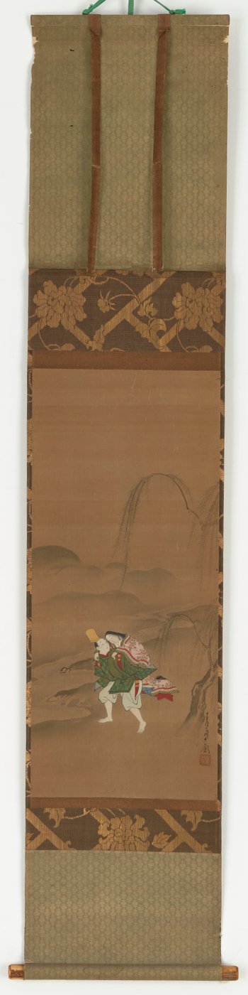 Ariwara Narihira bär sin älskare, 1683-1752. av Miyagawa Chōshun