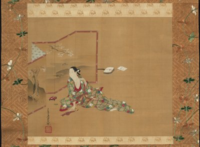En skönhet bakom en skärm av Miyagawa Chōshun