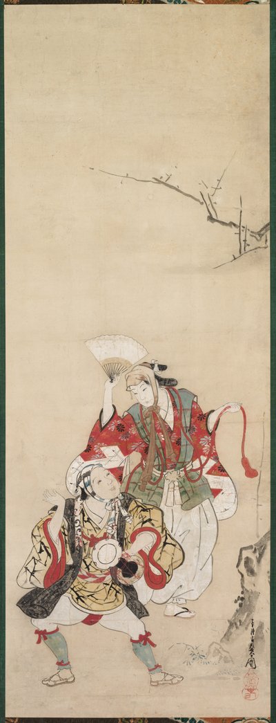 Spring Dancers (Manzai) av Miyagawa Chōshun