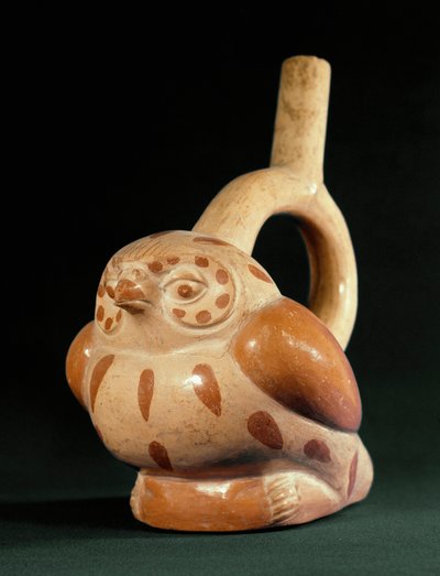 Pre-colombiansk konst, Mochica-kultur (Ugly): terrakottavas i form av en uggla. 100 f.Kr.-800 e.Kr. Lima, Nationalmuseet för antropologi och arkeologi, Peru av Moche Moche