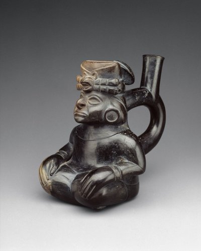 Sittande figurflaska, 200-500-tal (keramik) av Moche Moche