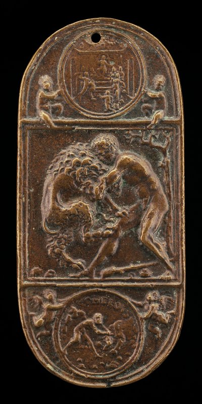 Hercules and the Nemean Lion, sent 1400-tal - tidigt 1500-tal. av Moderno