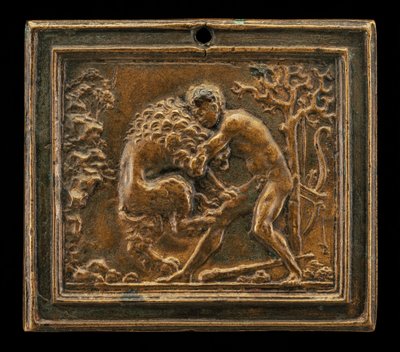 Hercules and the Nemean Lion, sent 1400-tal - tidigt 1500-tal. av Moderno