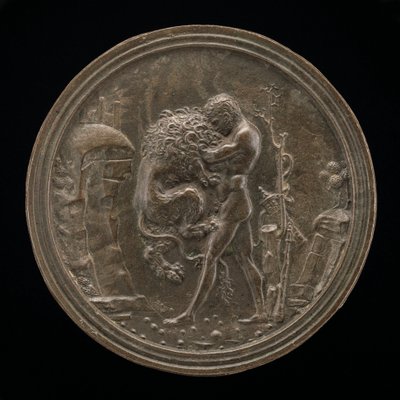 Hercules and the Nemean Lion, sent 1400-tal - tidigt 1500-tal. av Moderno
