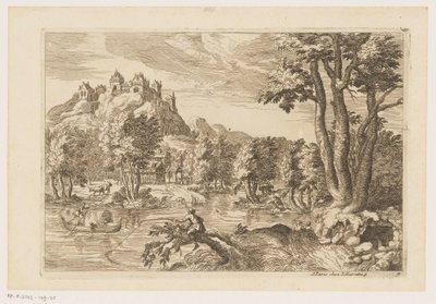 Landskap med sportfiskare Landskap efter Titian (serietitel) av Moise Jean Baptiste Fouard