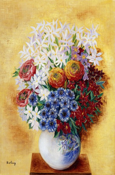 Blombukett mot gul bakgrund; Bouquet au Fleurs sur Fond jaune, ca 1934 (olja på duk) av Moise Kisling