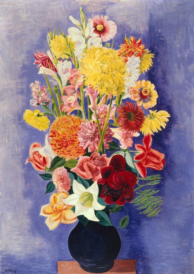Dahlior, rosor, gladiolior och liljor av Moise Kisling