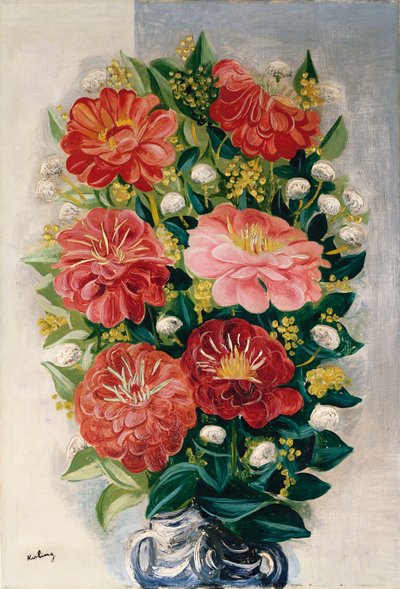 Blommor i en vas (olja på duk) av Moise Kisling