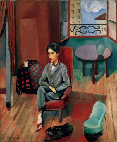 Jean Cocteau sitter i sin ateljé av Moise Kisling