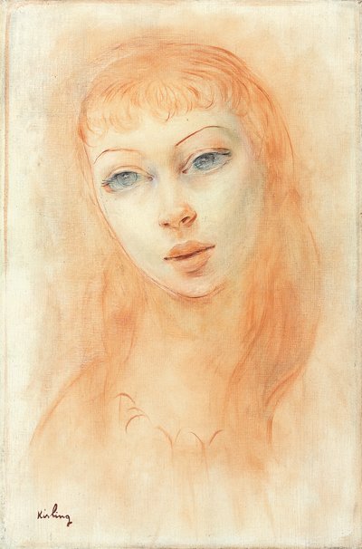 Porträtt av en kvinna (olja på duk) av Moise Kisling
