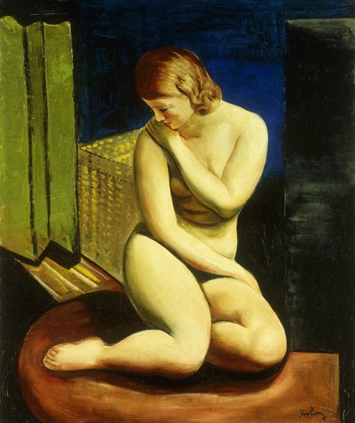 Sittande kvinnlig nakenbild; Femme Nue Assise av Moise Kisling