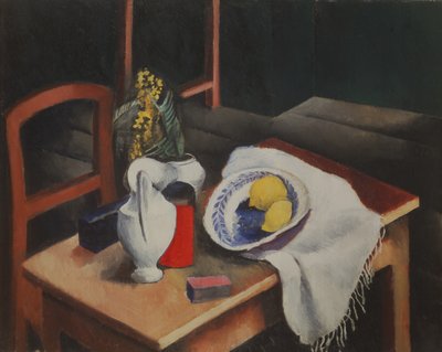 Stilleben med citroner i grön bakgrund av Moise Kisling