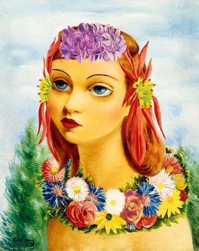 Kvinna med blommor av Moise Kisling