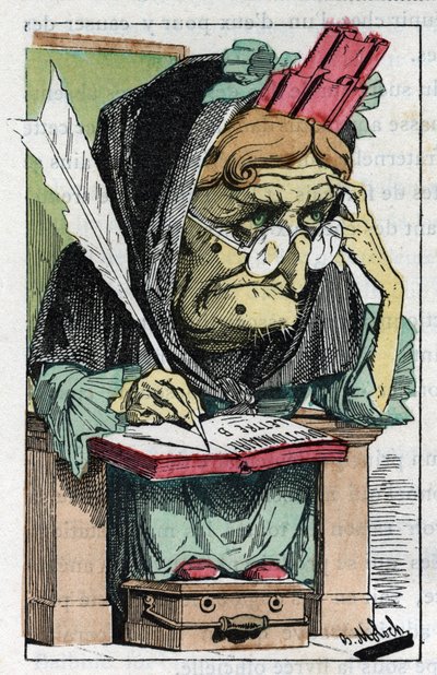Allegori om den franska akademin i "" Le Trombinoscope"" av Touchatout, tecknad av B. Moloch från 1882 (1849-1909). Privat samling. av Moloch