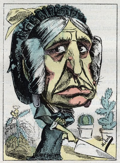Allegori över "" styvmodern "" (Belle mere) i "" Le Trombinoscope"" av Touchatout, karikatyr av B. Moloch från 1882 (1849-1909). Privat samling. av Moloch