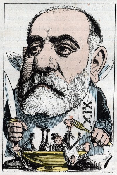 Tecknad film föreställande den dramatiske kritikern Francisque Sarcey (1827-1899 av Moloch