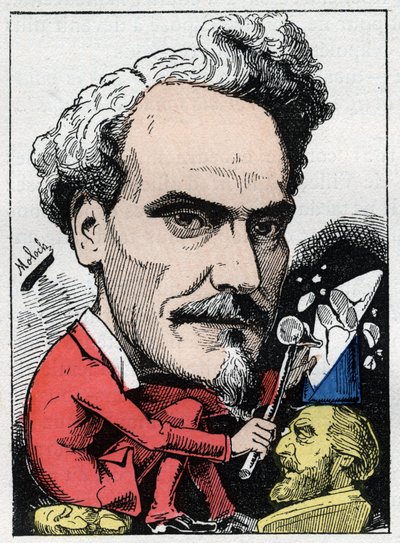 Porträtt av Henri de Rochefort (1831-1913) Marquis de Rochefort, journalist, politiker och författare i "Le Trombinoscope" "av Touchatout, tecknad av B. Moloch från 1882 (1849-1909). Privat samling. av Moloch