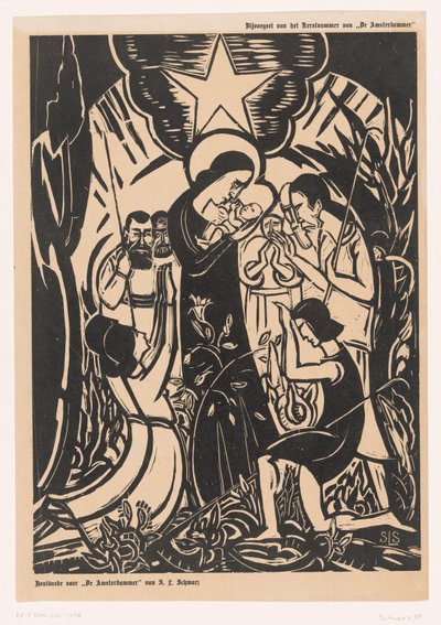 Tillbedjan av herdarna av Mommie Schwarz (signed by artist)