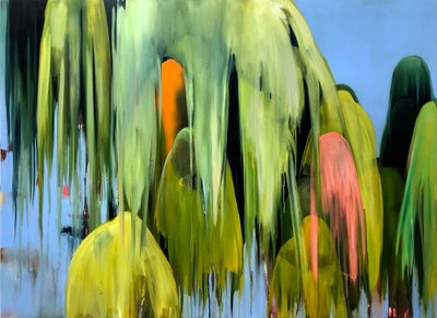 Weeping Willow, 2019 (akryl och sprayfärg på duk) av Monica Perez Vega