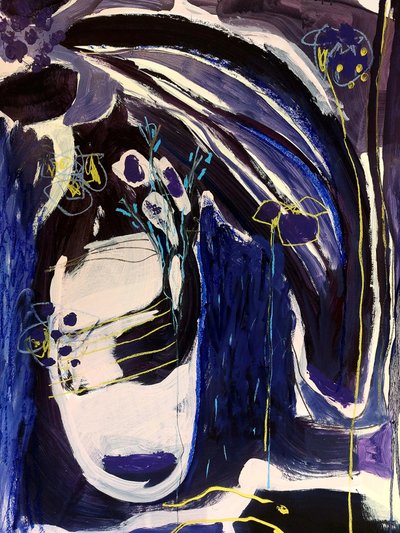 Indigo – blommig abstraktion av Monika Riethmueller