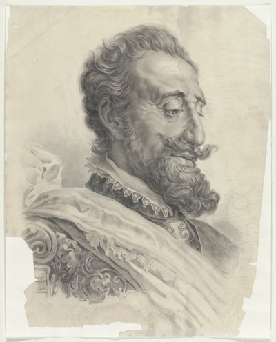 Manshuvud, med skägg, till höger Bellegarde (titel på objekt) av Monogrammist AC