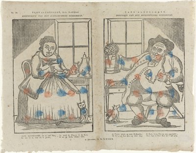 Trijn Antijddorst, Född: Koffijlief. / Chef för kaffesysterbolaget. / Hans Altyddorst. / Chieftain of the Beer Drinking Company (titel på objektet) av Monogrammist B (prentmaker)