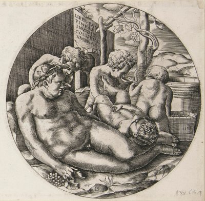 Bacchus och Putti av Monogrammist B