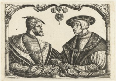 Karel V och Ferdinand I av Monogrammist CB met boom (attributed to)