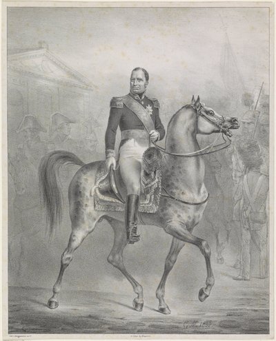 Ridsporträtt av Willem I Frederik, kung av Nederländerna av Monogrammist CM (Nederland)