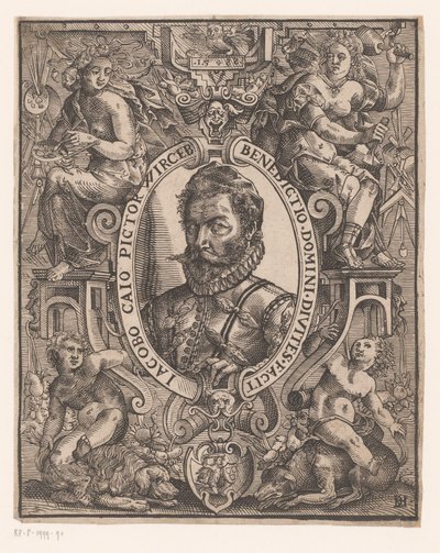 Porträtt av Jacob Cay av Monogrammist DH (Duitsland)