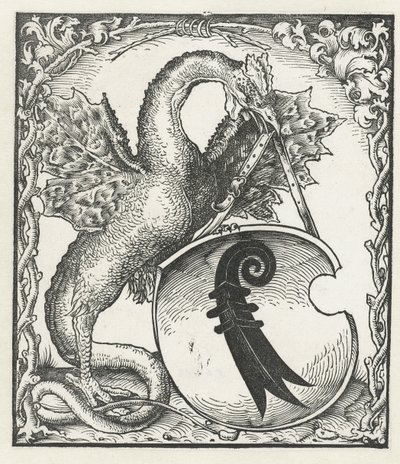Drake med Basels vapen av Monogrammist DS (graveur) (attributed to)