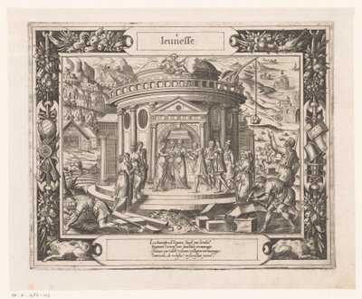 Ungdom under inflytande av Apollo Jeunesse (titel på objekt) Seven Ages of Man (serietitel) Les Figvres Et Povrtraictz Des Sept Aages De L