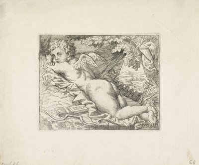 Liggande Amor av Monogrammist JD (Nederland)