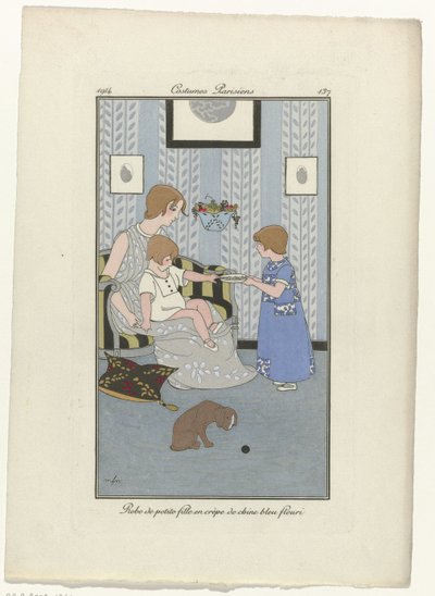 Journal des Dames et des Modes, Costumes Parisiens, 1914, nr 137: Liten flickas klänning (...) av Monogrammist MFN