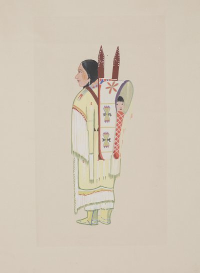 Kiowa Squaw, ca 1934 (akvarell) av Monroe Tsatoke