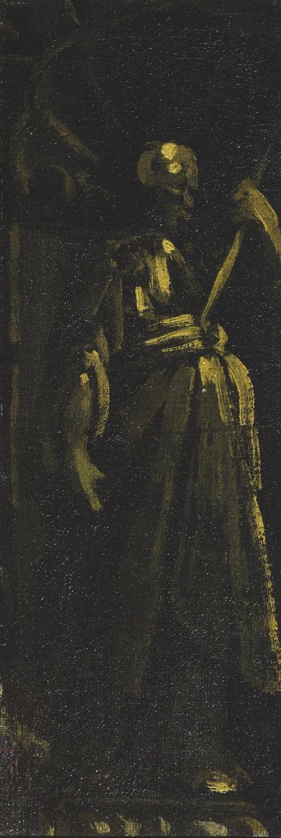 Saint Standing in a Niche (fragment), ca 1610-40 (olja på duk) av Monsu Desiderio