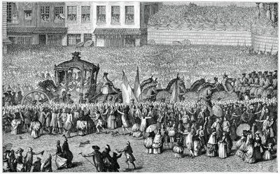 Hästdragen vagn i en parad, 1782, 1885. av Moreau
