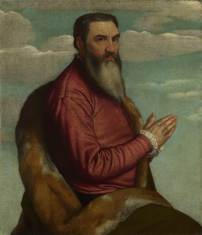 Bedjande man med långt skägg, ca 1545 av Moretto da Brescia