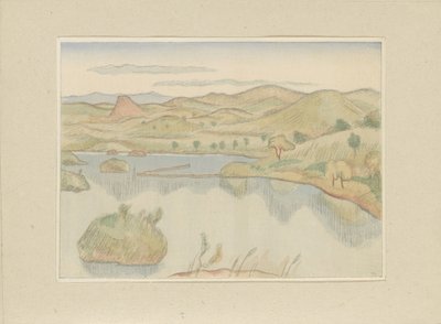Sjön vid foten av berget Bandaisan Bandaisan fumoto no ko Del två, Aizu-området (serietitel) Dai nishû, Aizu no bu (serietitel) Tryck av japanska landskap (serietitel) Nihon fûkei hanga (serietitel) av Morita Tsunetomo