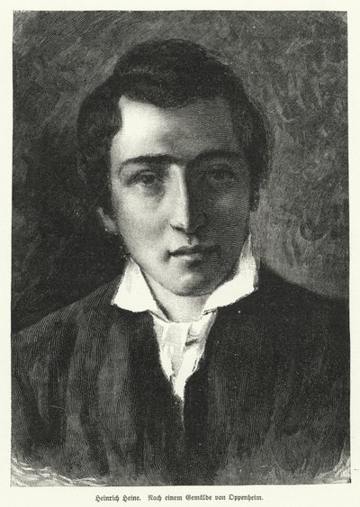 Heinrich Heine, tysk poet (litho) av Moritz Daniel Oppenheim