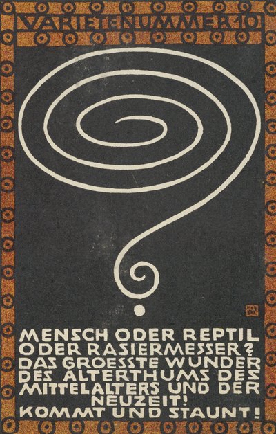 Variety Act 10: Man or Reptile or Razor Variety Act 10: Man or Reptile or Razor..., 1907. av Moritz Jung