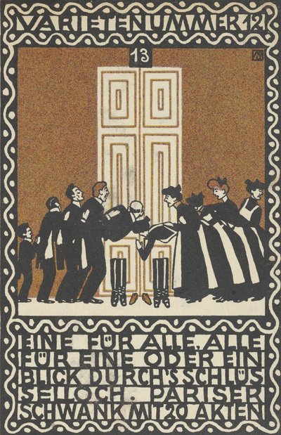 Variety Act 12: En för alla, alla för en eller en glimt genom nyckelhålet Varietenummer 1..., 1907. av Moritz Jung